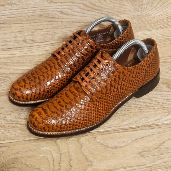 Stacy Adams Madison Anaconda Print Leather Shoes Brown 00055-240 Mens Size 7D - Picture 1 of 10